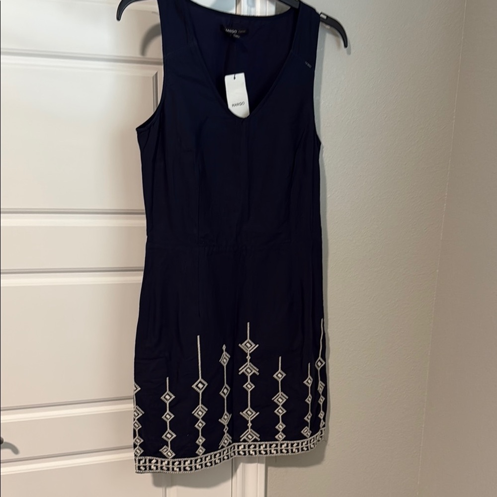 Mango Blue and White Mini Dress